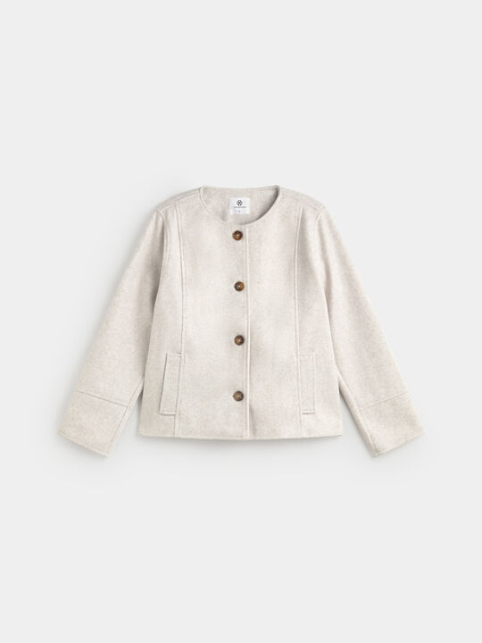 CHAQUETA CUELLO REDONDO Crudo image number null