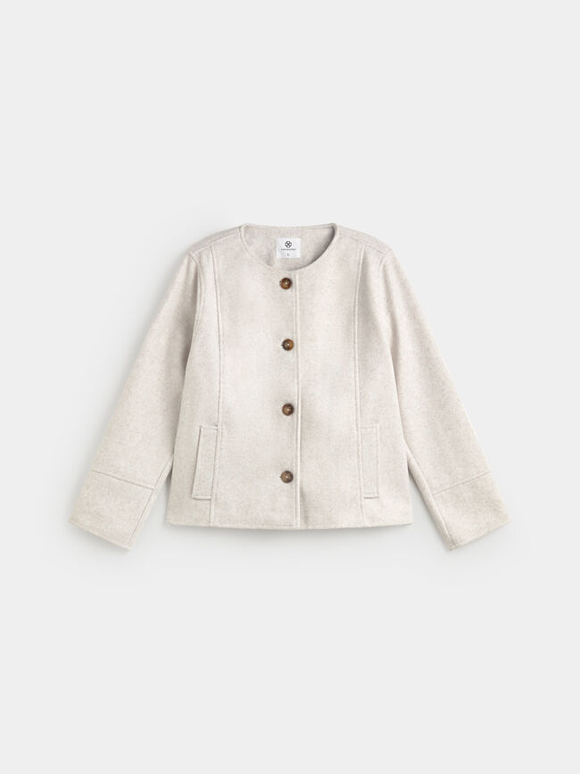 CHAQUETA CUELLO REDONDO Crudo