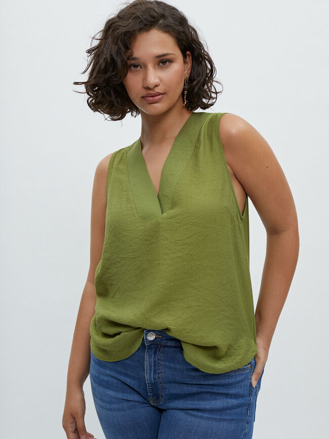 BLUSA RÚSTICA SIN MANGAS Oliva