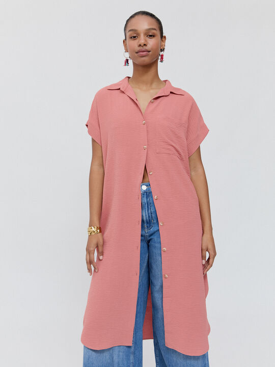 VESTIDO CAMISERO MIDI Rosa Polvo image number null