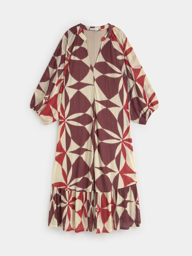 VESTIDO MANGA ABULLONADA Estampado 1