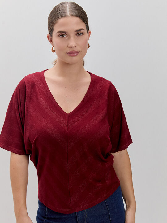 CAMISETA MANGA ANCHA Rojo Cereza image number null