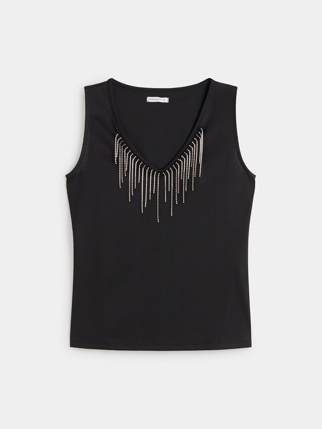 TOP FLECOS BRILLANTES Negro