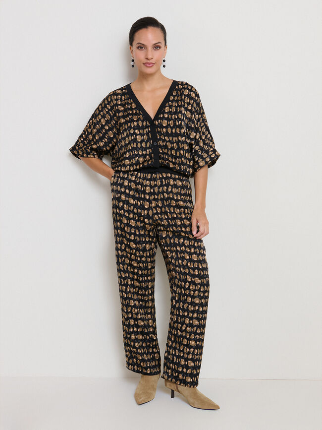 PANTAL&Oacute;N ESTAMPADO CONJUNTO Negro