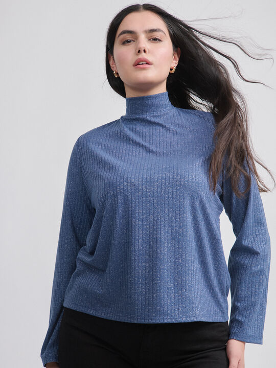 CAMISETA CUELLO ALTO Azul Noche image number null