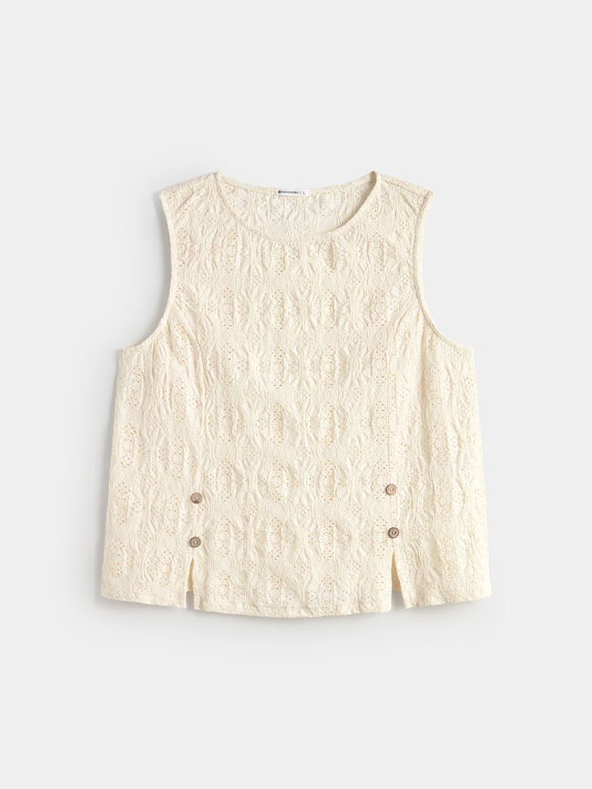 CAMISETA SET RUSHELL CALADO BOTONES Crudo