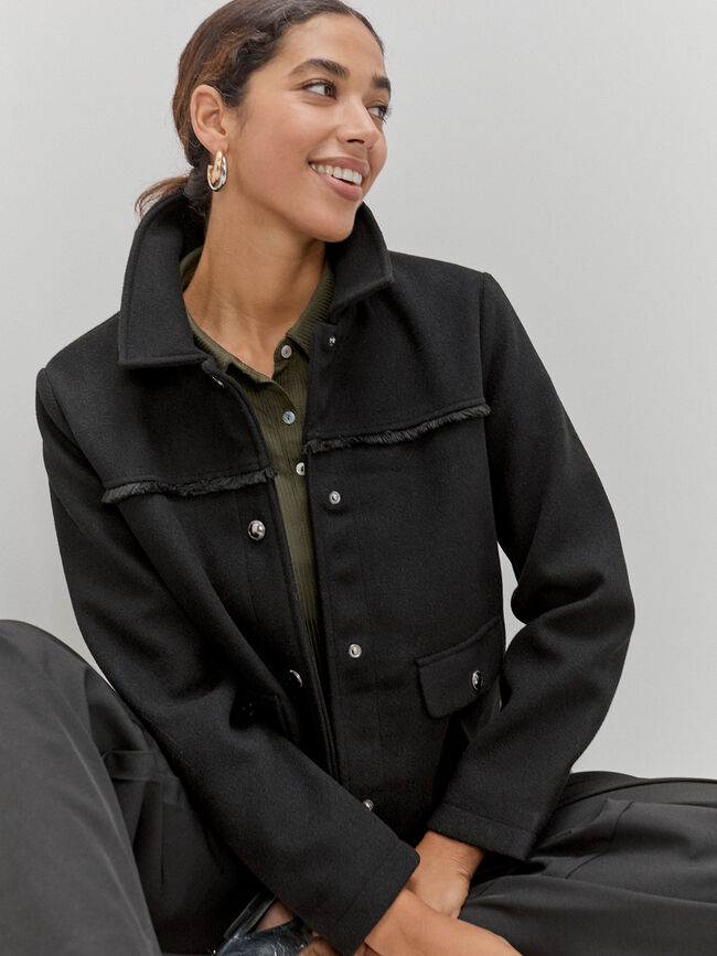 CHAQUETA PAÑO BOLSILLO Negro