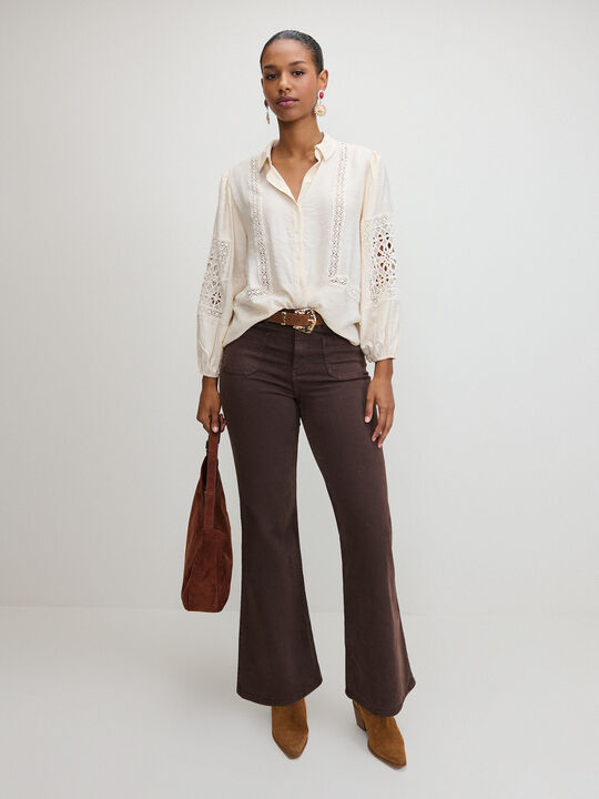 BLUSA ROMANTICA ENTREDOS Beige image number null