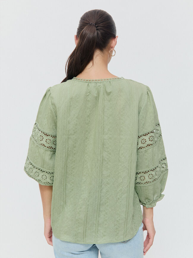 BLUSA PUNTILLAS 3/4 Verde Agua