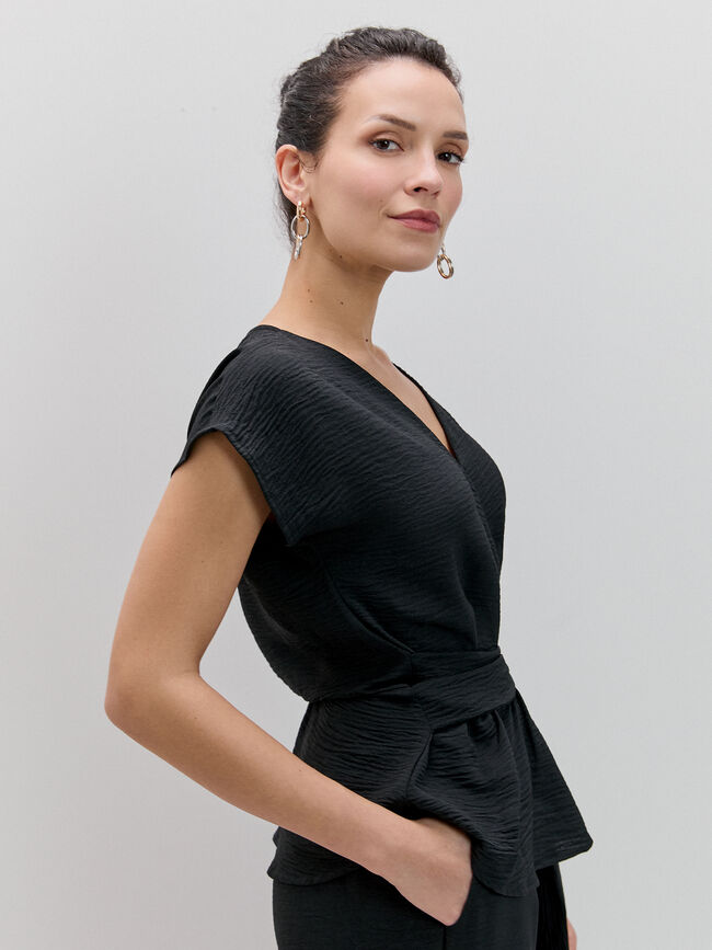 blusa cruzada joya Negro