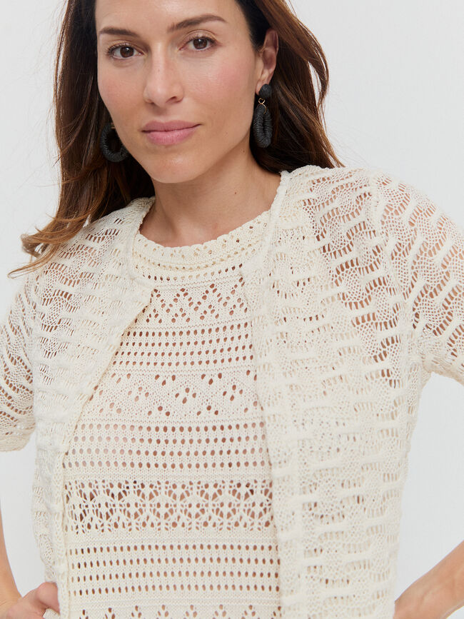 CHAQUETA ABIERTA TEXTURA Blanco Hueso