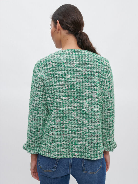 CHAQUETA TWEED VOLANTES Verde oscuro image number null