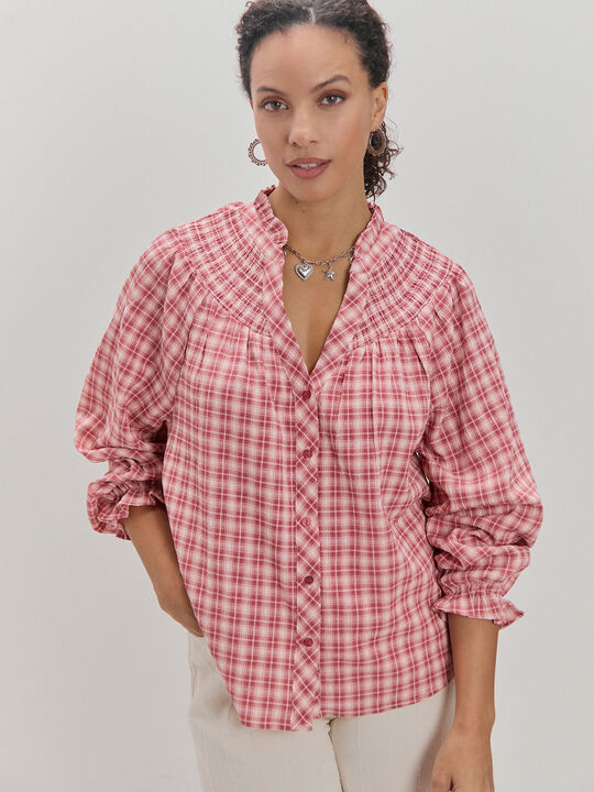 BLUSA CUADROS CANESÚ Rosa image number null