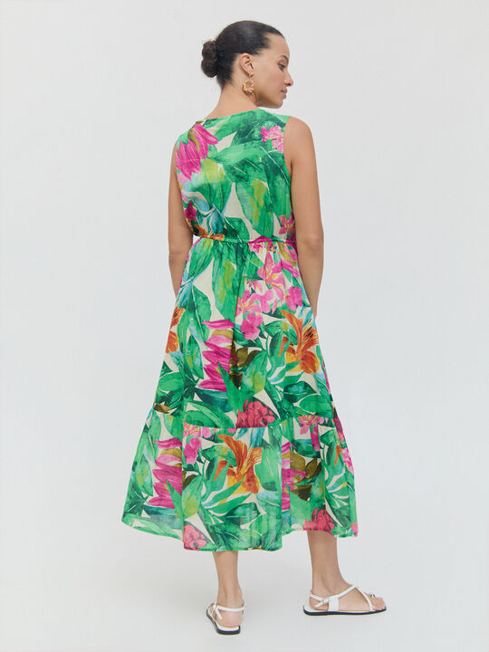 VESTIDO LARGO ESTAMPADO Verde image number null