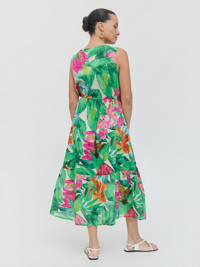 VESTIDO LARGO ESTAMPADO Verde