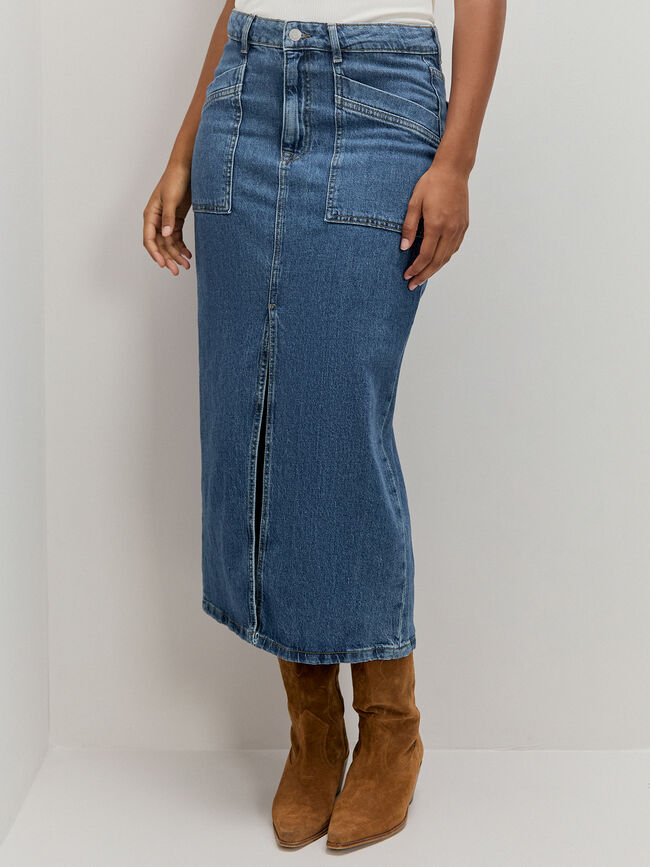 FALDA VAQUERA BOLSILLOS Mid blue