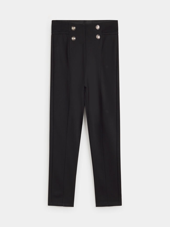 PANTALÓN PUNTO ROMA BOTONES Negro