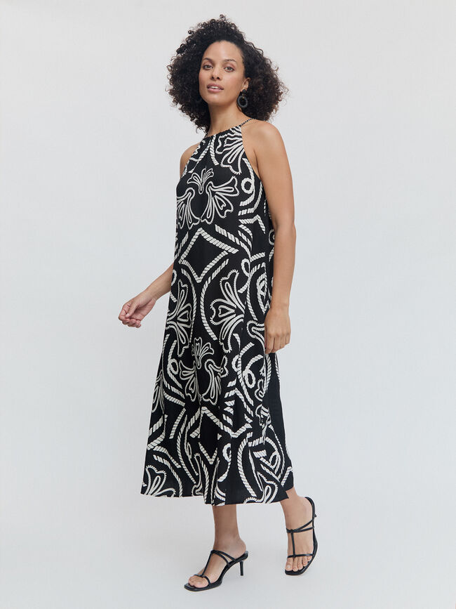 VESTIDO CUELLO HALTER Negro