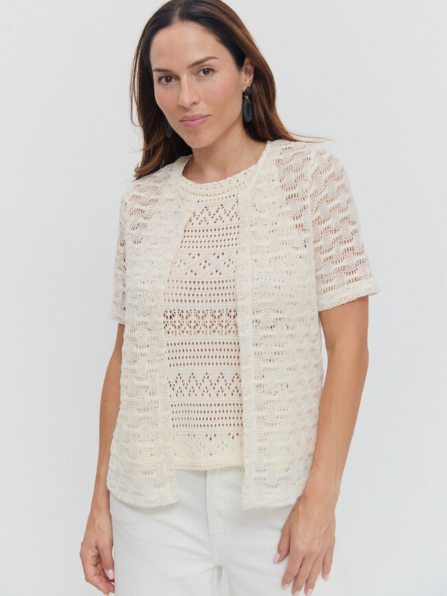 CHAQUETA ABIERTA TEXTURA Blanco Hueso