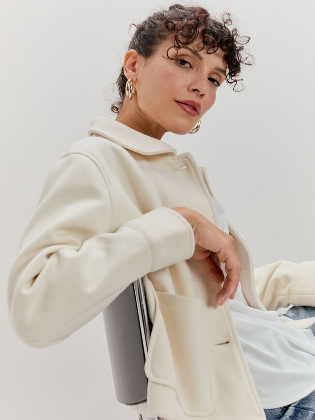 CHAQUETA CORTA PAÑO Crudo