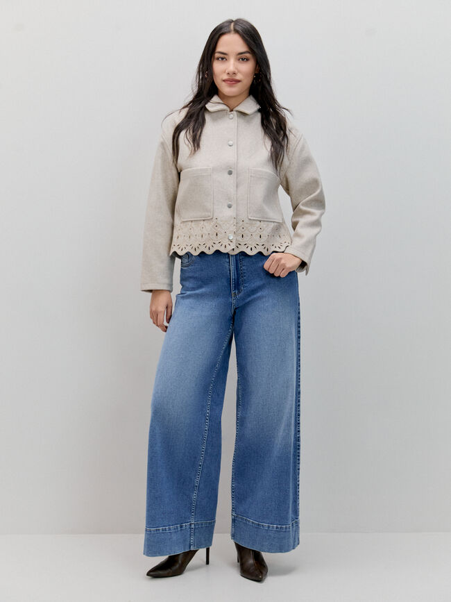 CHAQUETA PA&Ntilde;O TROQUELADA Crudo