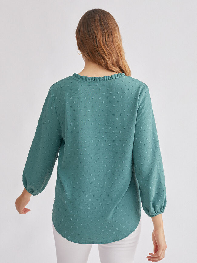 Blusa bordado Plumeti Vintage Blue