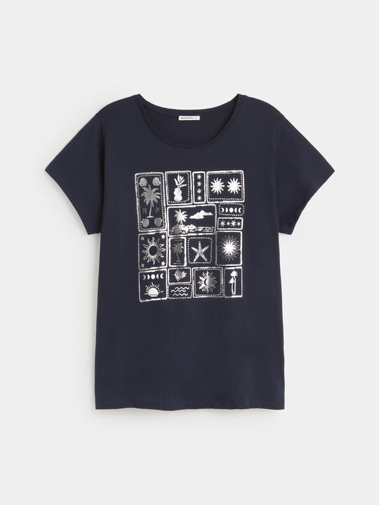 CAMISETA VERANO BRILLANTE Azul Marino image number null