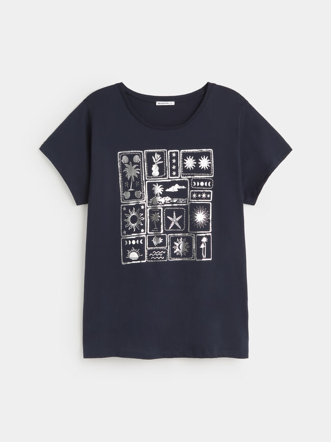 CAMISETA VERANO BRILLANTE Azul Marino