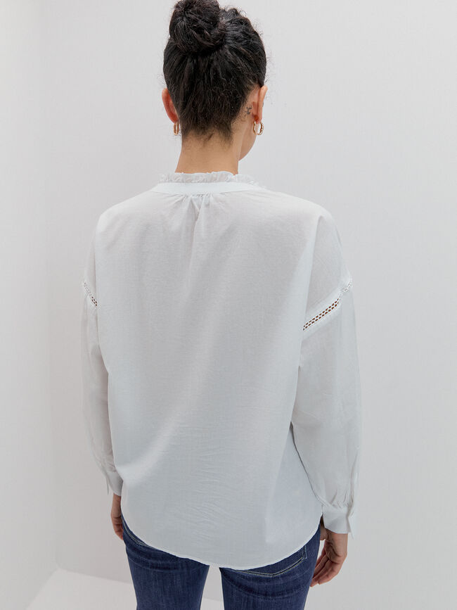 CAMISA ROMANTICA BORDADOS Blanco Optico