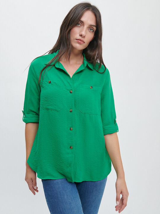 CAMISA BÁSICA BOLSILLOS VERDE OPALO image number null