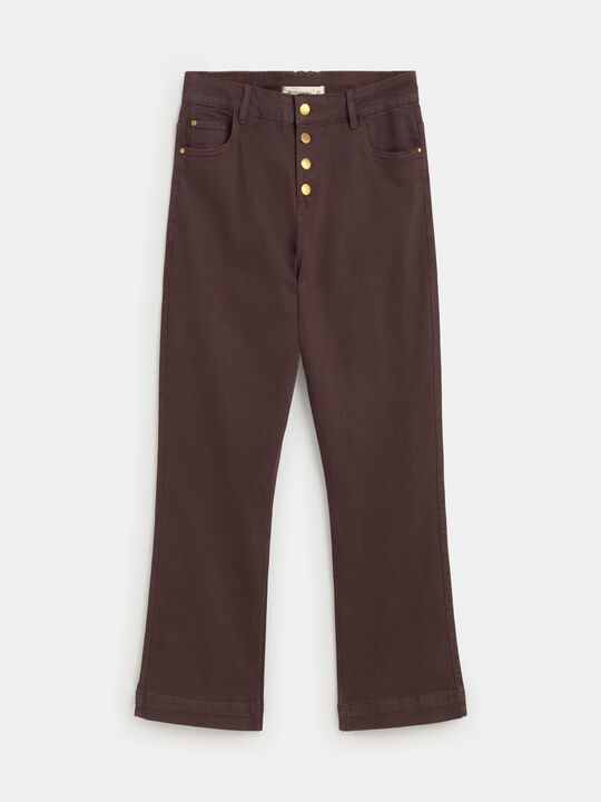 PANTALON DENIM ACAMPANADO Marron Medio image number null