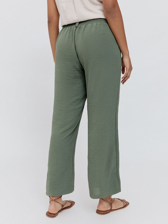 PANTALON ANCHO FLUIDO Verde oscuro image number null