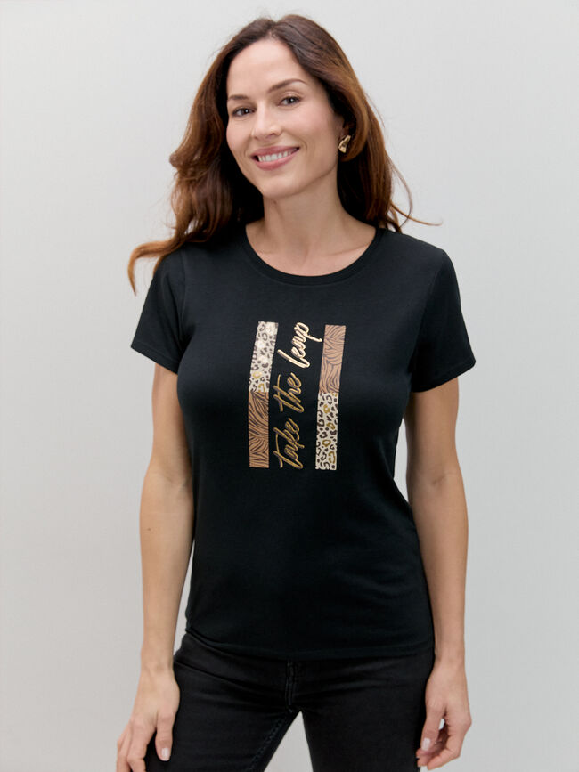 CAMISETA ANIMAL PRINT Negro