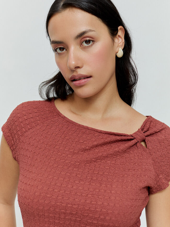 CAMISETA DETALLE ABERTURA Marron/Naranja