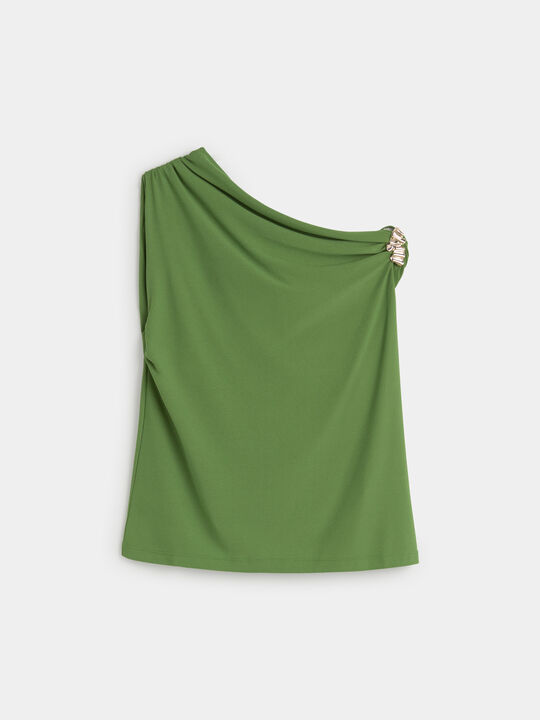CAMISETA ASIMETRICA BROCHE Verde image number null