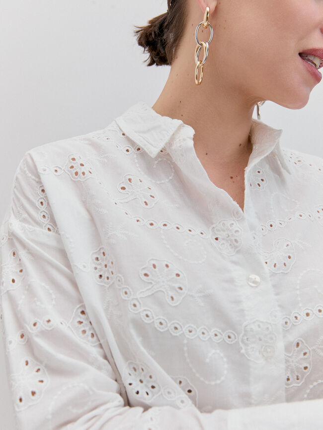 CAMISA BORDADO TROQUELADO Blanco Optico