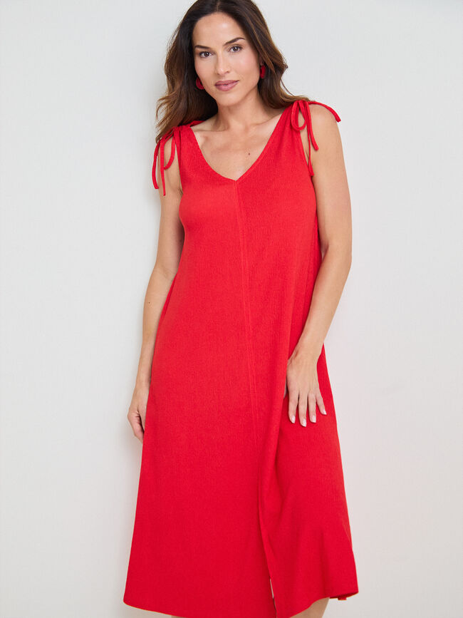 VESTIDO FRUNCE HOMBROS Coral