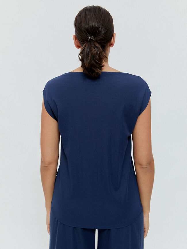CAMISETA  FLORES Azul Marino