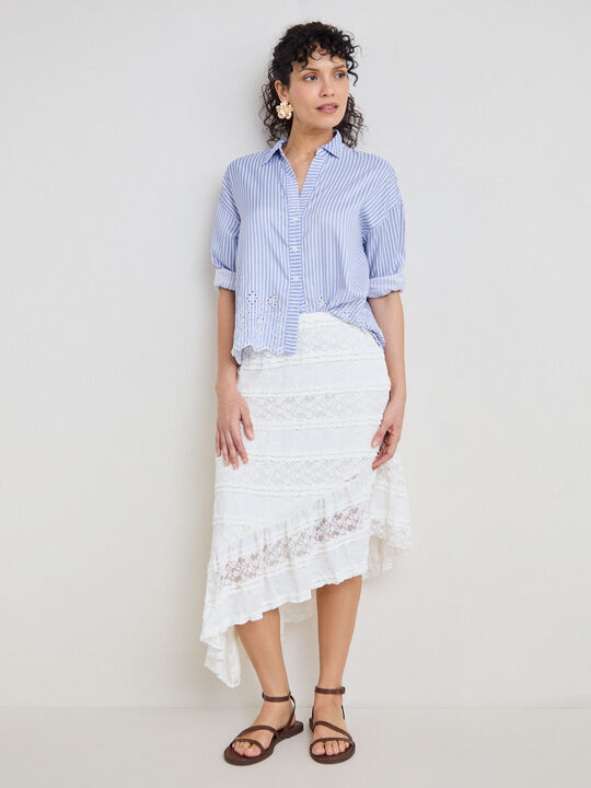 FALDA BLONDA ASIM&Eacute;TRICA Blanco Hueso image number null