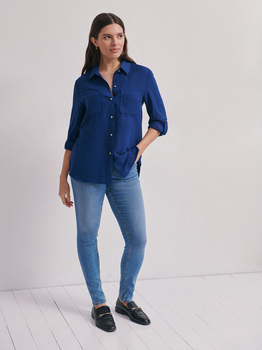 BLUSA CAMISERA Azul Marino image number null