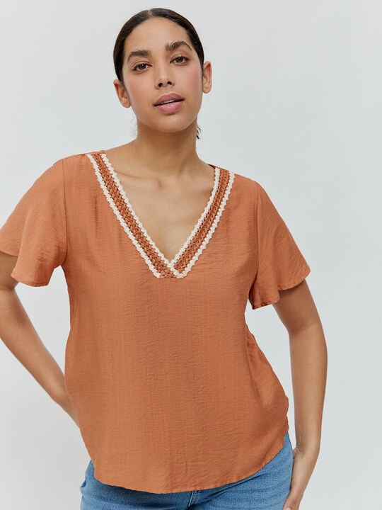 BLUSA FORNITURA ESCOTE Marron viejo image number null