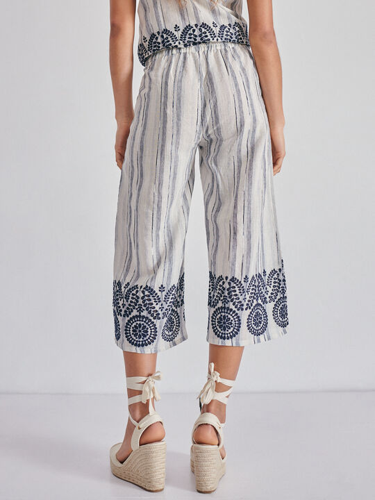 Pantalón rayas bordado Azul Marino image number null