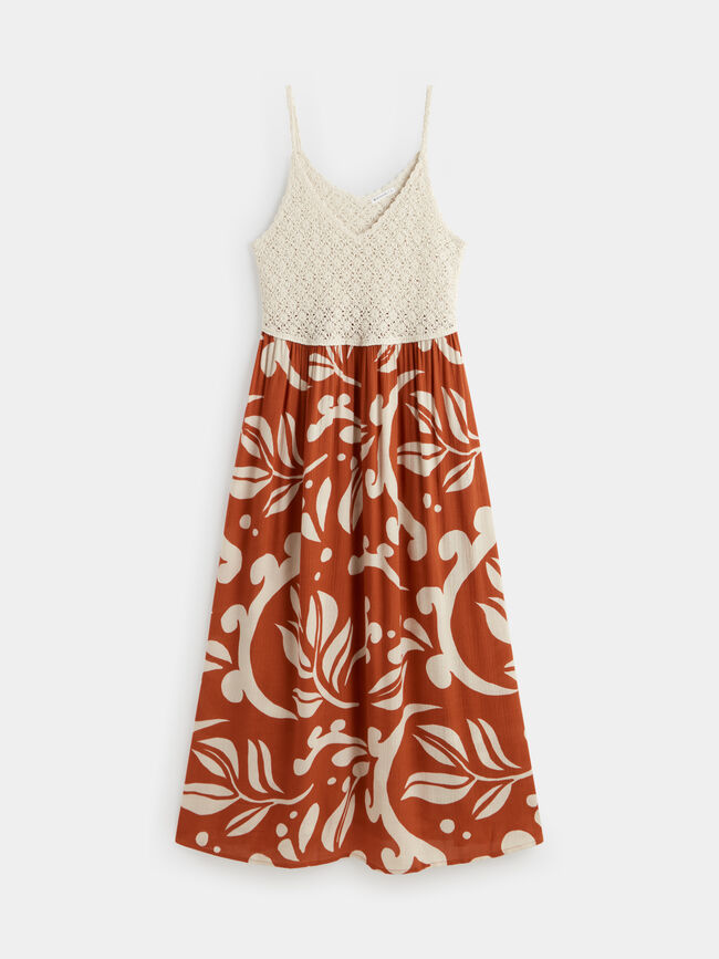 VESTIDO PECHERA CROCHET Beige