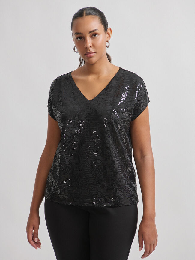 CAMISETA LENTEJUELAS Negro