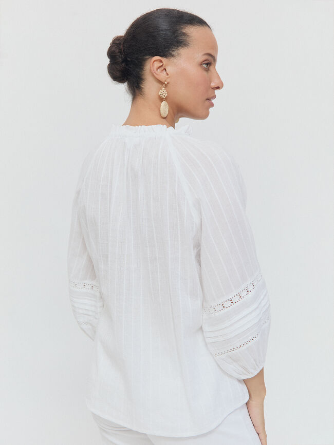 BLUSA PUNTILLAS BOTONES Blanco Optico