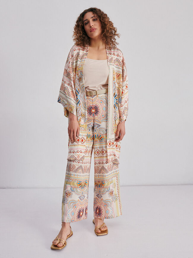 Kimono estampado Crudo Claro