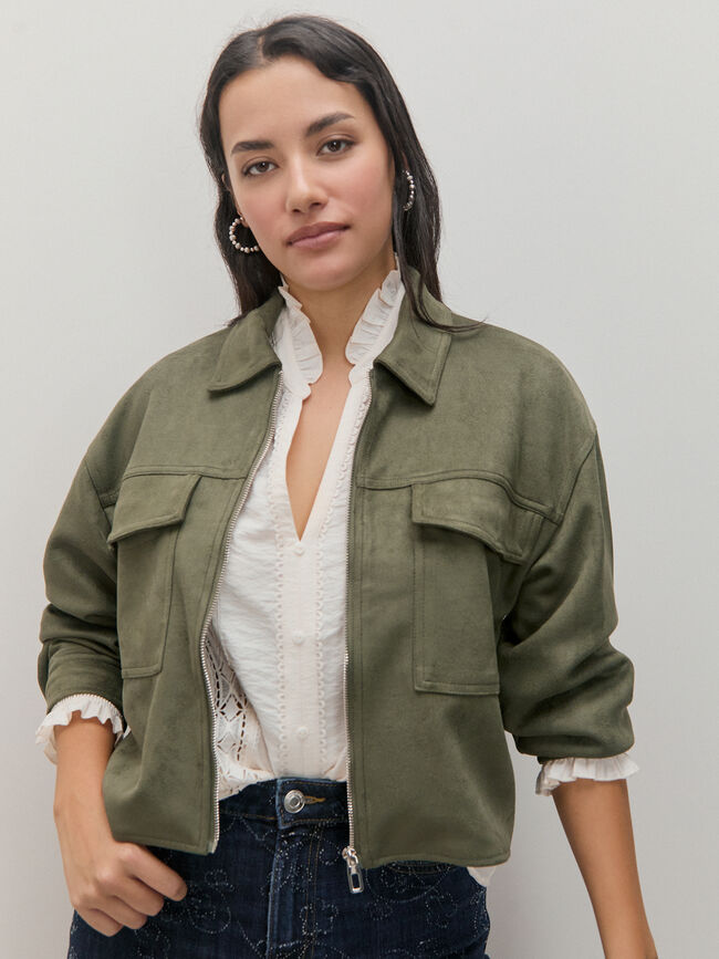 CHAQUETA ANTELINA CREMALLERA verde militar
