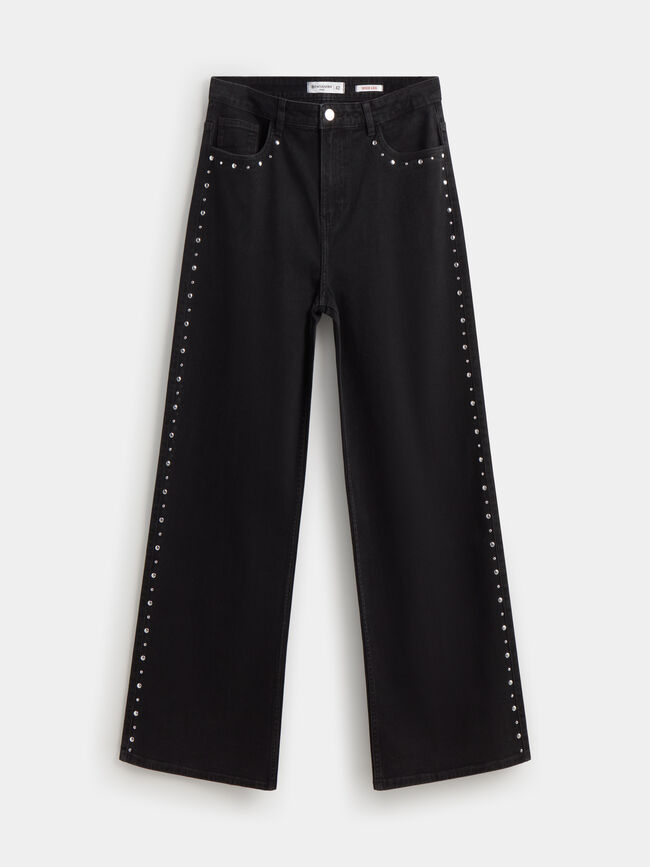 WIDE LEG DETALLE TACHAS Negro