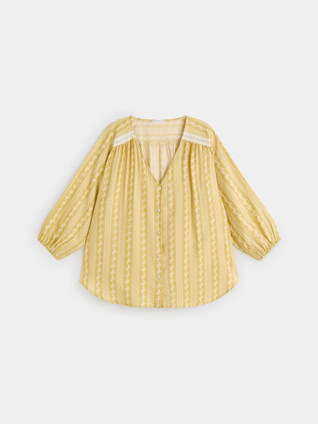 BLUSA ESTAMPADA Mostaza