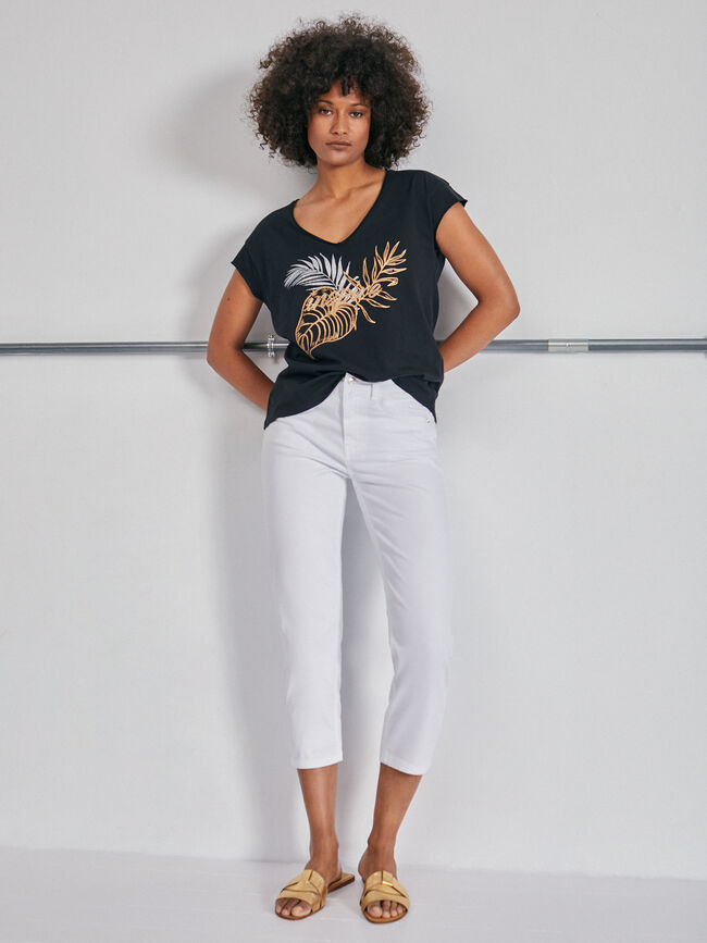 Camiseta algodón estampada Negro